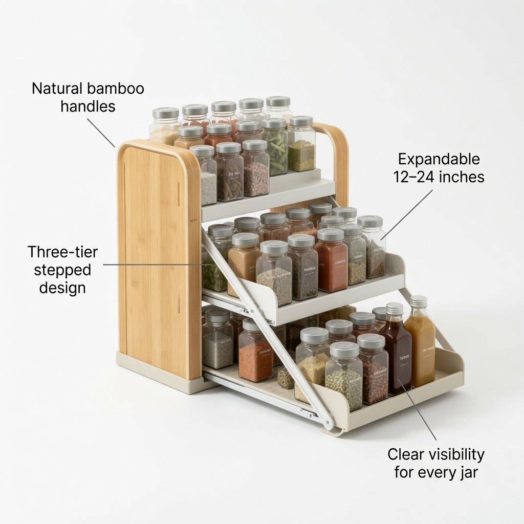 NovaCraft Expandable 3-Tier Spice Rack