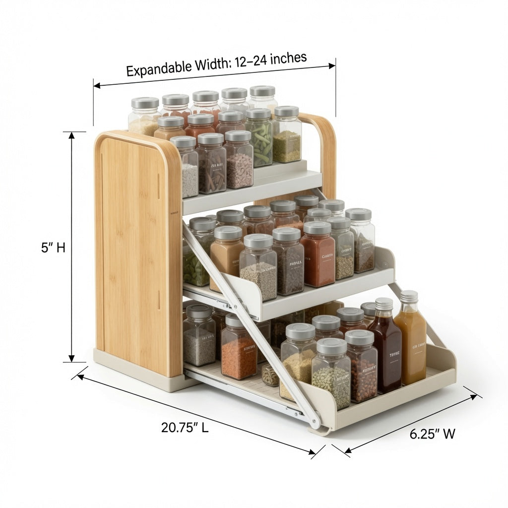 NovaCraft Expandable 3-Tier Spice Rack