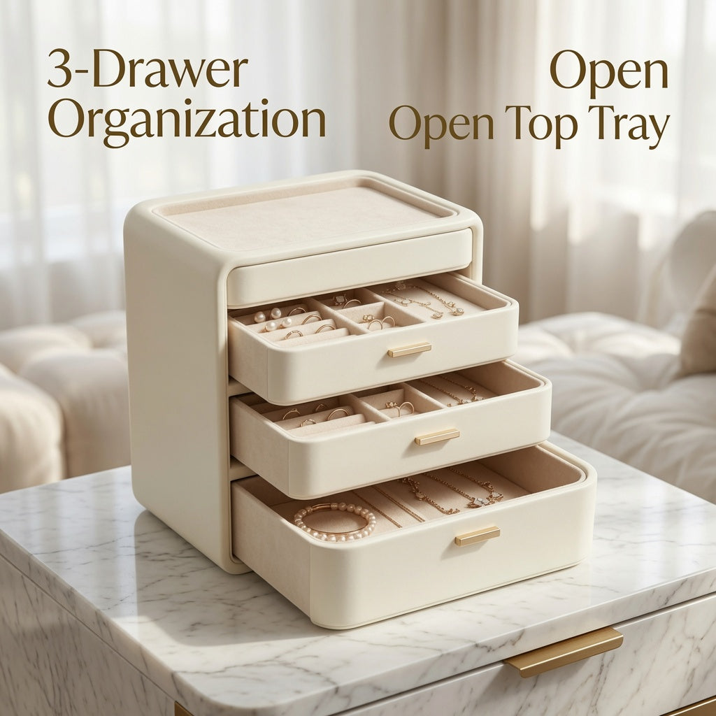 NovaCraft 3-Drawer Vanity Jewelry Cabinet