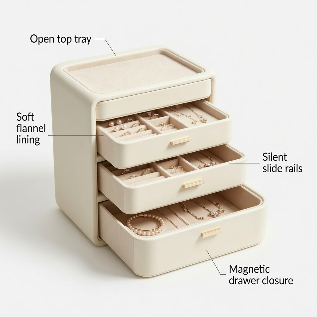 NovaCraft 3-Drawer Vanity Jewelry Cabinet