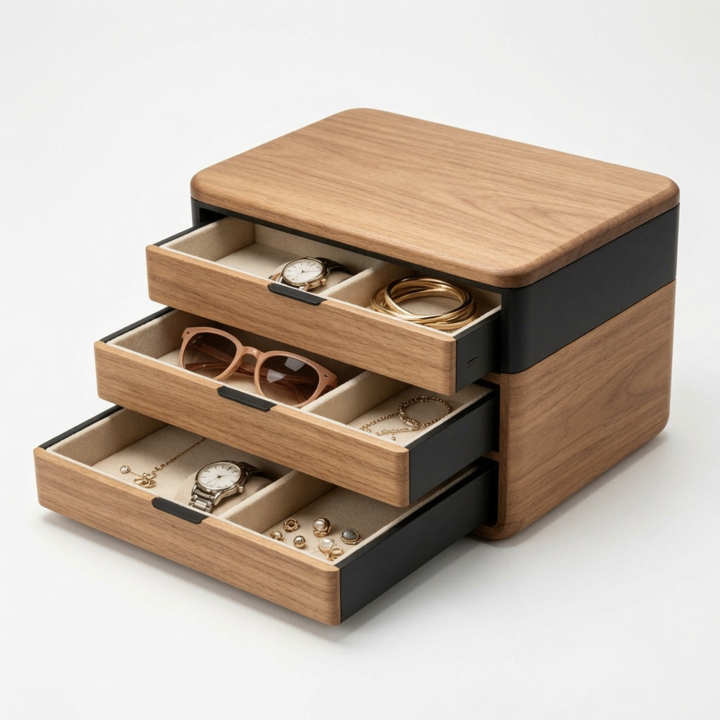 NovaCraft Modular Split Wooden Jewelry Organizer