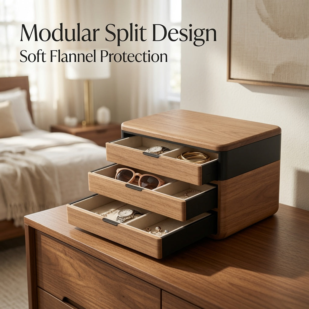 NovaCraft Modular Split Wooden Jewelry Organizer