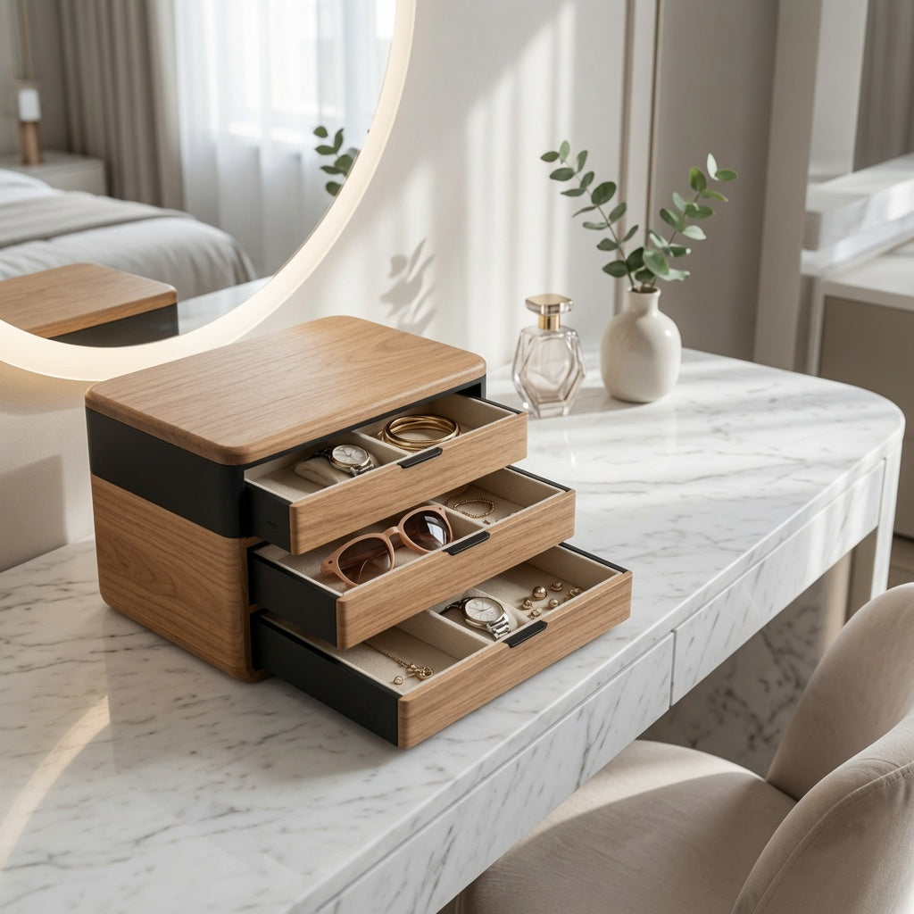 NovaCraft Modular Split Wooden Jewelry Organizer