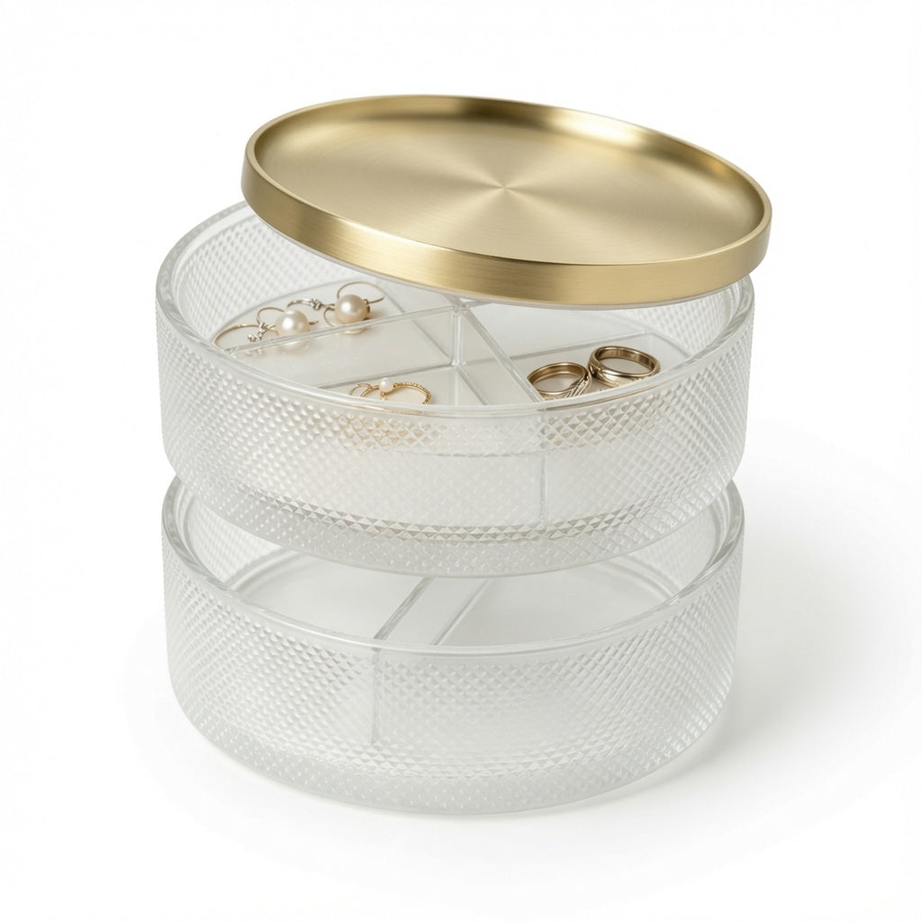 NovaCraft Rotatable 3-Tier Empty Glass Jewelry Jar