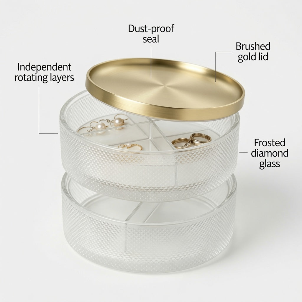 NovaCraft Rotatable 3-Tier Empty Glass Jewelry Jar