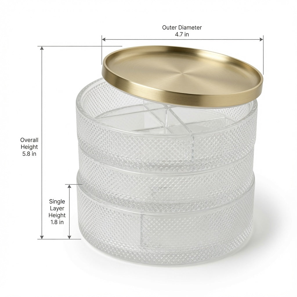 NovaCraft Rotatable 3-Tier Empty Glass Jewelry Jar