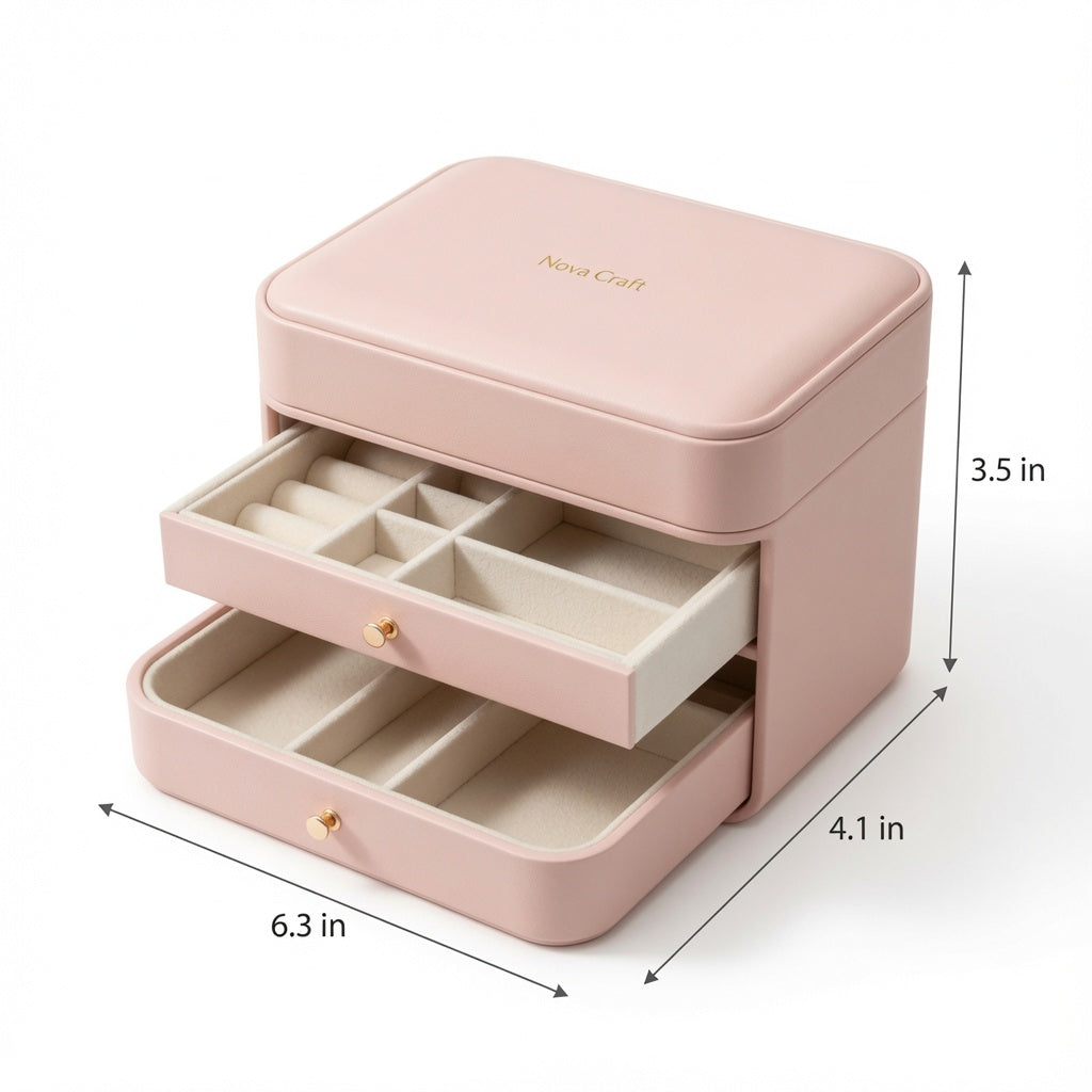 NovaCraft Pink Multi-Layer Flip Jewelry Box