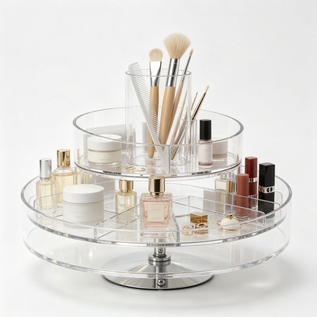 NovaCraft 2-Tier Rotating Clear Makeup Organizer
