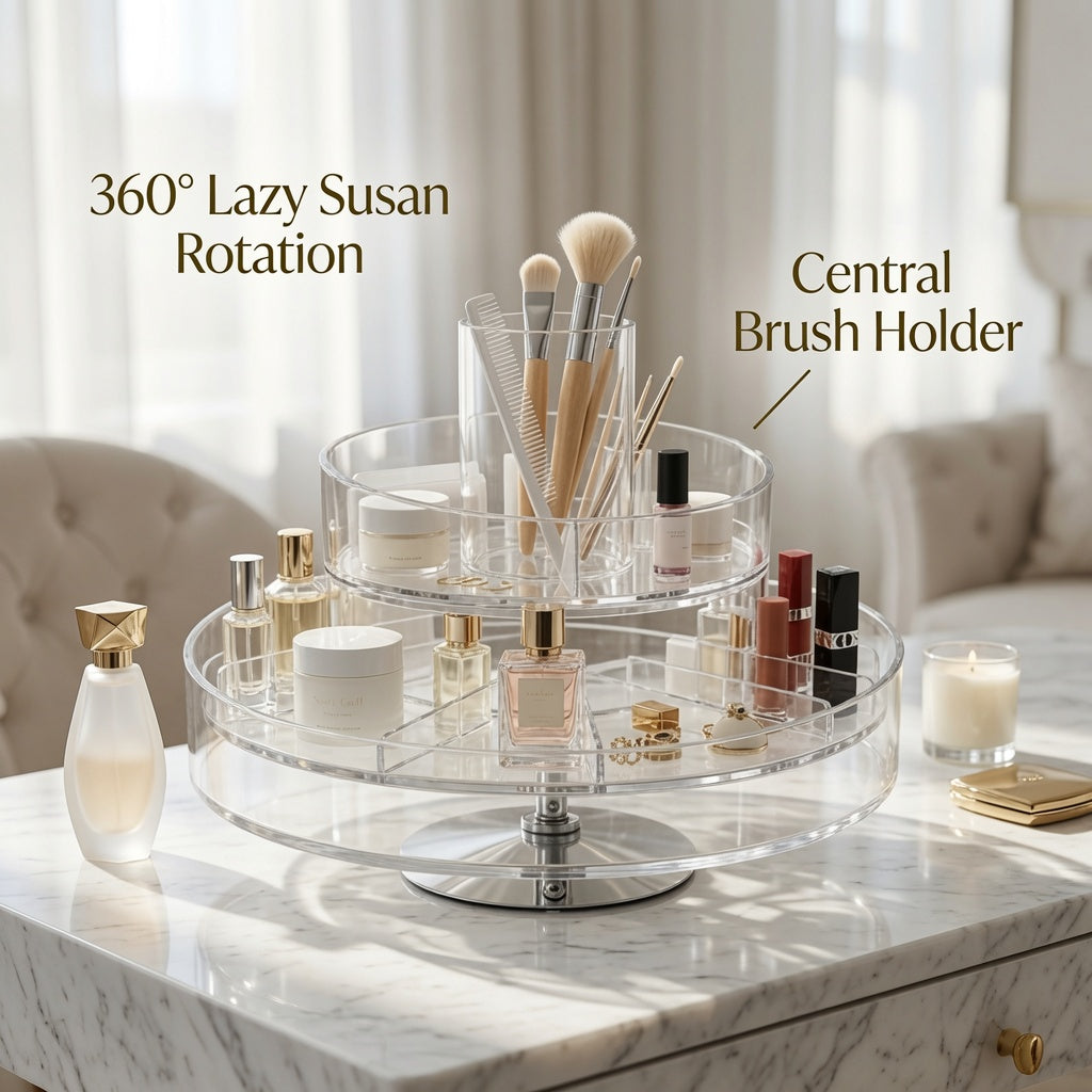 NovaCraft 2-Tier Rotating Clear Makeup Organizer