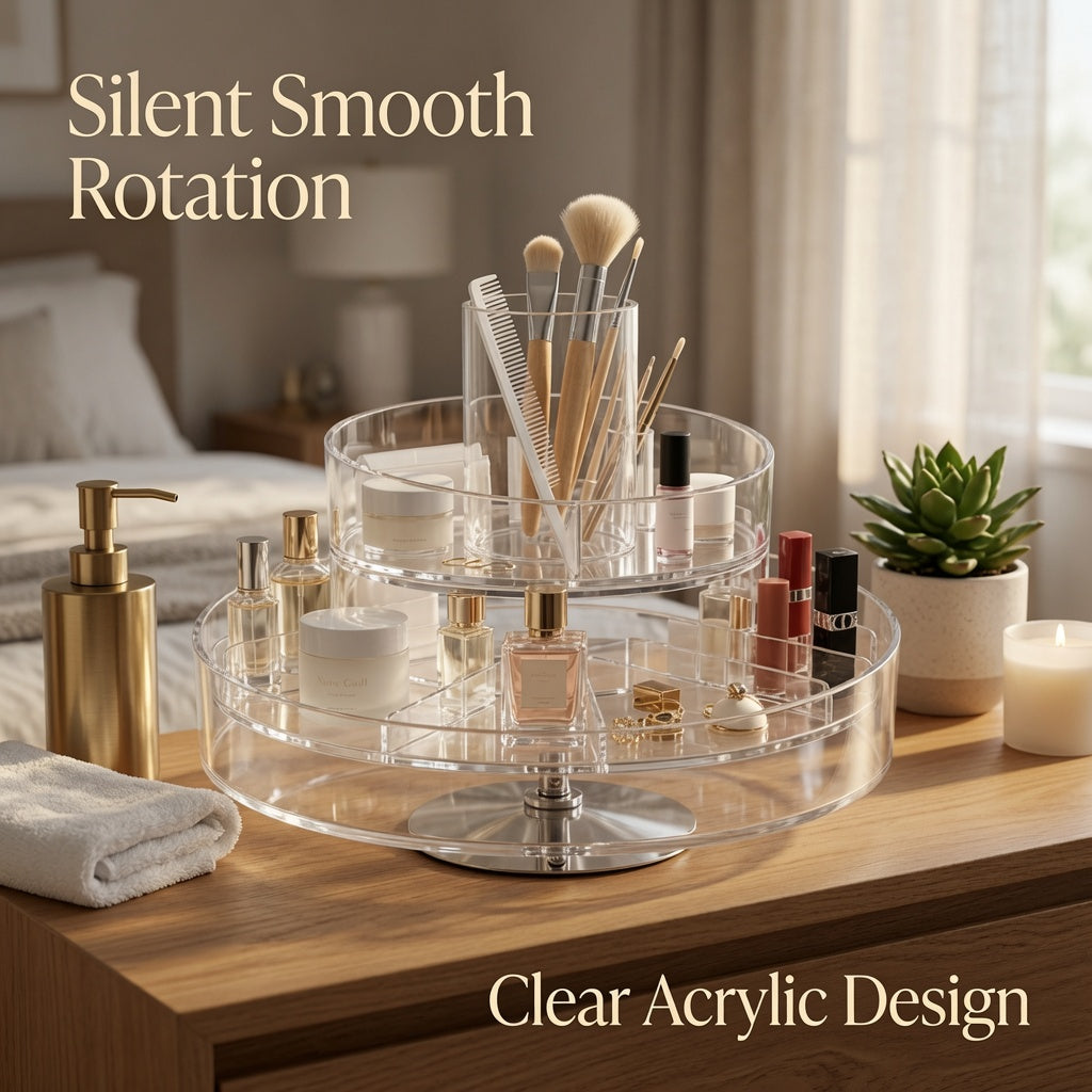 NovaCraft 2-Tier Rotating Clear Makeup Organizer