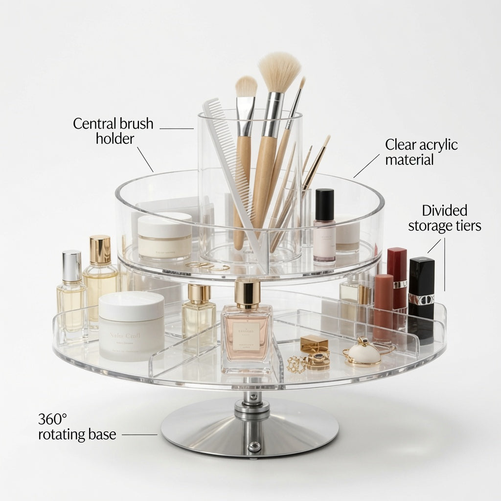 NovaCraft 2-Tier Rotating Clear Makeup Organizer