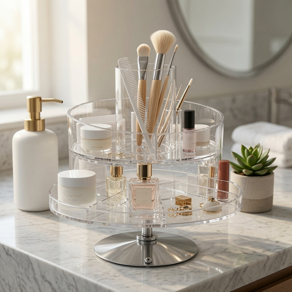 NovaCraft 2-Tier Rotating Clear Makeup Organizer