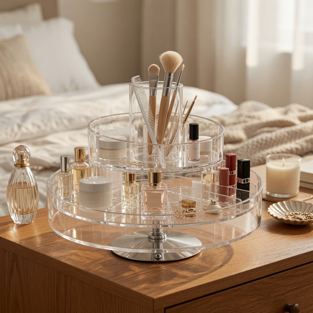 NovaCraft 2-Tier Rotating Clear Makeup Organizer
