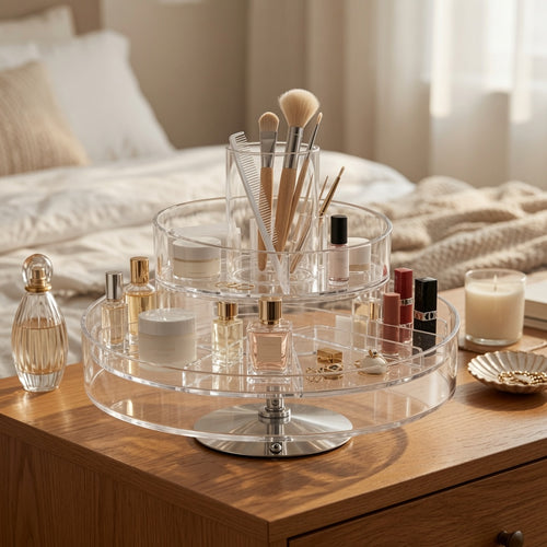 NovaCraft 2-Tier Rotating Clear Makeup Organizer