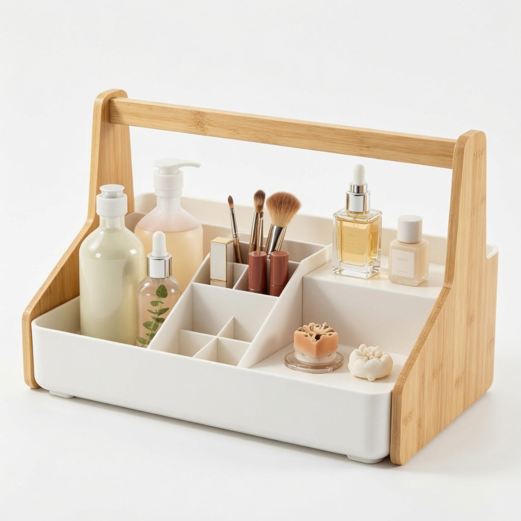 NovaCraft Bamboo Arch Step Makeup Organizer