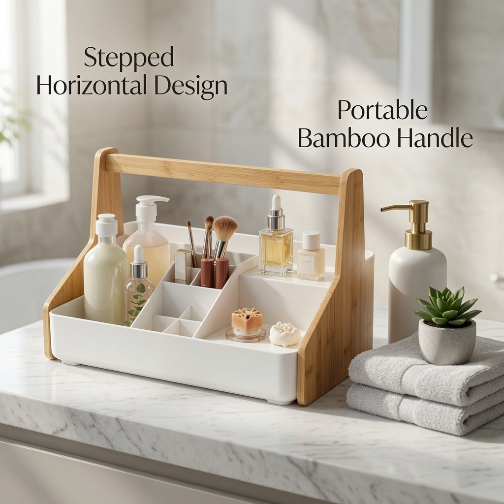 NovaCraft Bamboo Arch Step Makeup Organizer