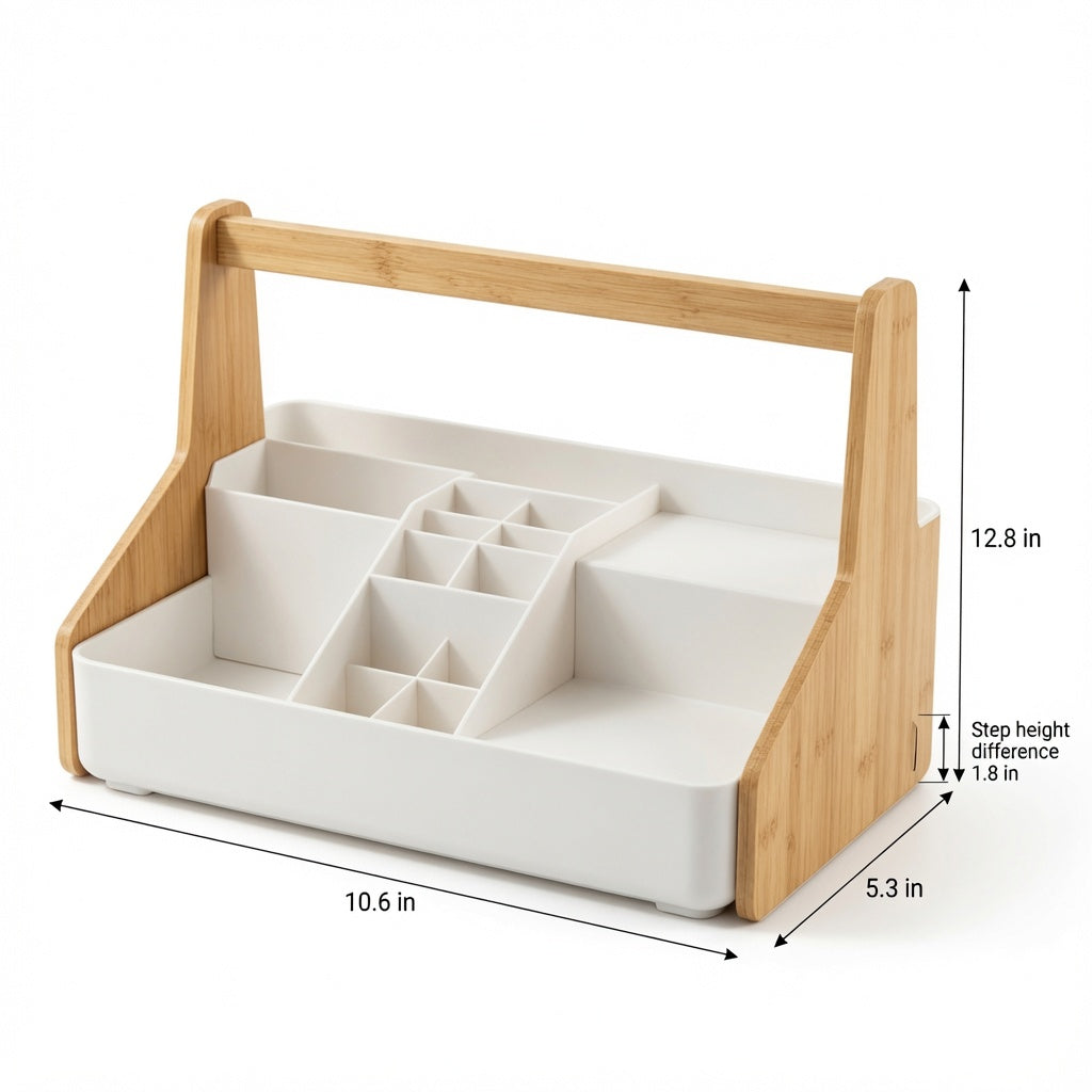 NovaCraft Bamboo Arch Step Makeup Organizer