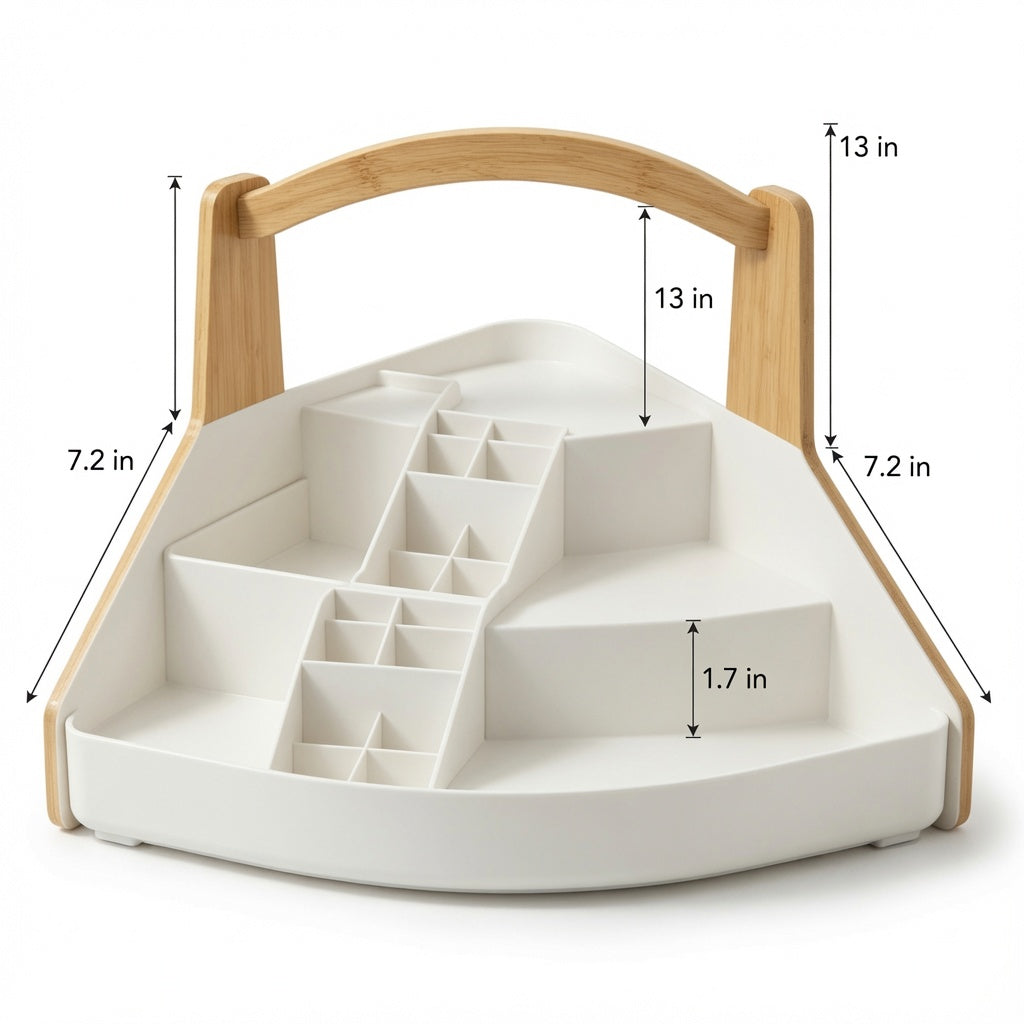 NovaCraft Bamboo Triangle Corner Makeup Organizer